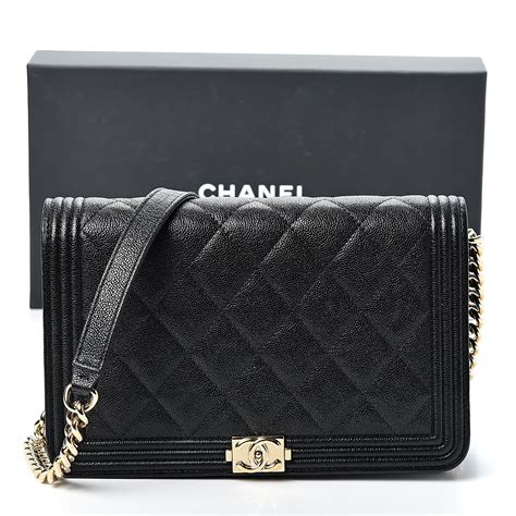 chanel caviar wallet on chain gold|CHANEL Caviar Quilted Boy Wallet On Chain WOC Black.